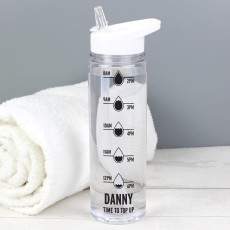 Personalised Black Hydration Tracker Island Water Bottle
