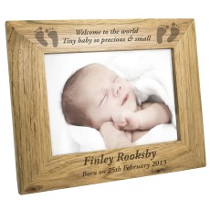 Personalised Baby Feet 7x5 Wooden Photo Frame
