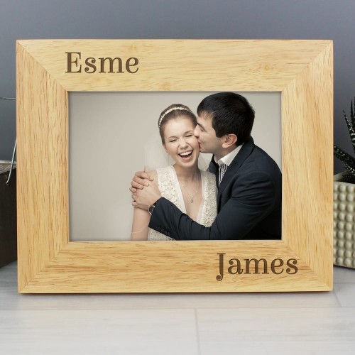 Personalised Couples 7x5 Wooden Photo Frame