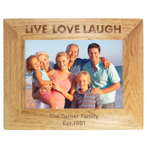 Personalised Live Love Laugh 7x5 Wooden Photo Frame