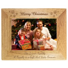 Personalised Merry Christmas 7x5 Wooden Photo Frame