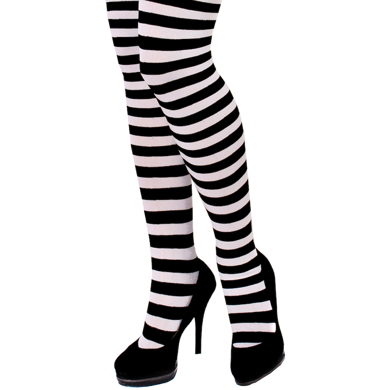 Buy Black & White Striped Tights (Adults)